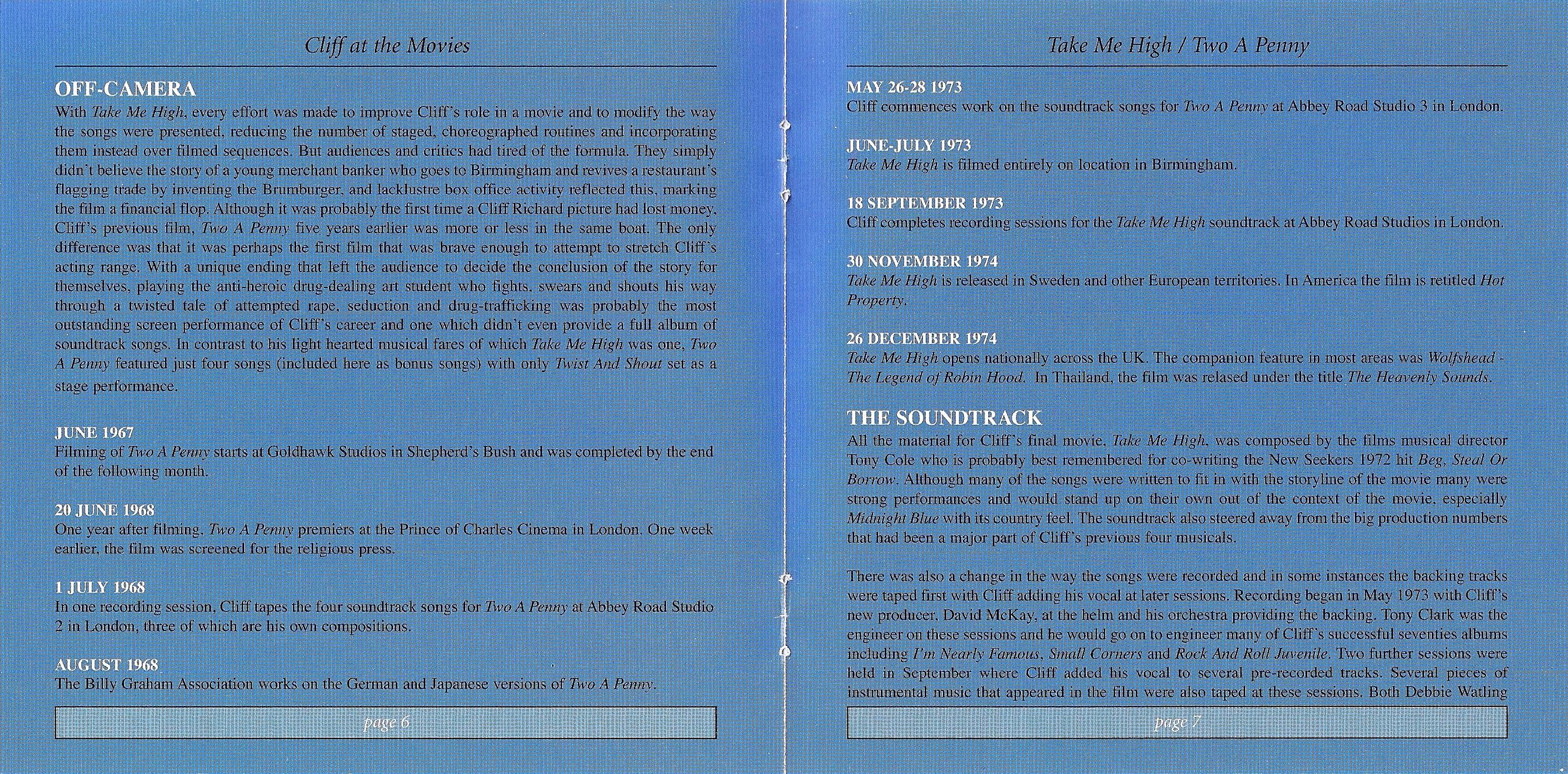 Cliff Richard Take Me High : Booklet 6